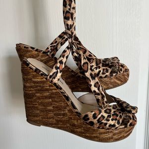 Leopard print wrap around wedges. Worn once, in great condition.